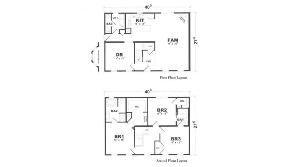 Two floor plans with livingroom