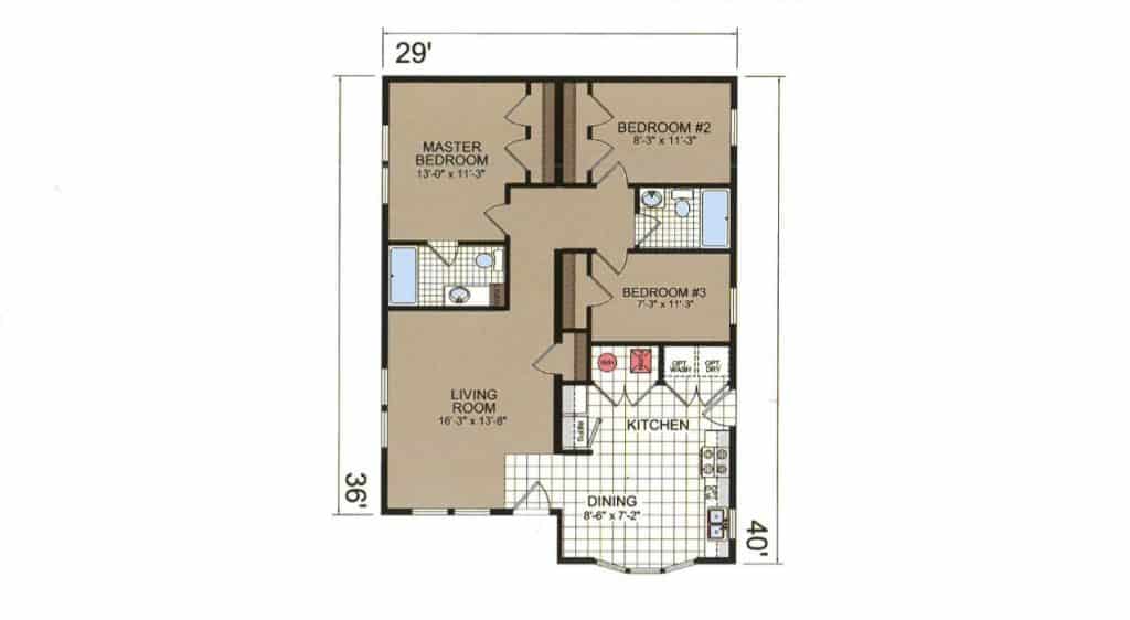 Floorplan of 3 bedroom home