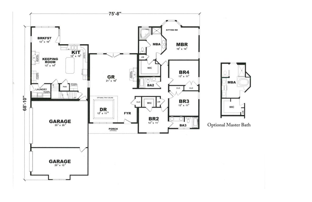 Afton Villa Ranch System Built Custom Model Home Floor Plan